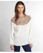 Love Sam Ivory Embellished Long Sleeve Blouse - Lyst