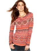 Lucky Brand Jeans Lucky Brand Crew-Neck Tribal-Print Thermal Henley - Lyst