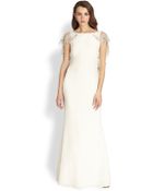 Notte By Marchesa Silk Embroidered Cape Gown - Lyst