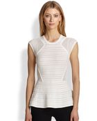 Rebecca Taylor Textured Crepe Peplum Top - Lyst