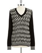 Jones New York Contrast Knit Sweater - Lyst