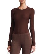 Donna Karan New York Long-Sleeve Crewneck Top - Lyst