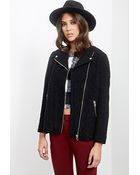 Forever 21 Bouclé Moto Jacket - Lyst