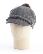 Grace Hats Grey Wool Blend 'Pom Casquette' Faux Fur Accent Cap - Lyst