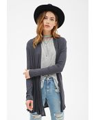 Forever 21 Longline Ribbed Knit Cardigan - Lyst