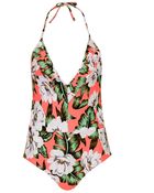 Topshop Aloha Deep Frill Swimsuit - Lyst