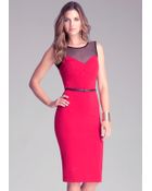 Bebe Stella Midi Dress With Belt - Lyst
