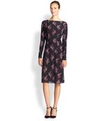 Nina Ricci Floral-Print Silk Long-Sleeve Dress - Lyst