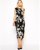 Asos Pencil Dress In Bird And Floral Print - Lyst