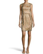 Sue Wong Cap-Sleeve Embroidered-Lace Dress - Lyst