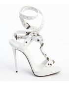 Giuseppe Zanotti White Leather Strappy Buckle Detail Sandals - Lyst