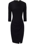 L'Agence Black Crepe Draped Dress - Lyst