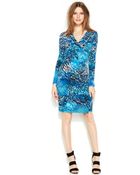 Calvin Klein Python-Print Faux-Wrap Dress - Lyst
