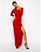 Asos Asymmetric Neck Sexy Maxi Dress - Lyst