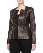 Carolina Herrera Leather Jacket with Contrast Stitching - Lyst