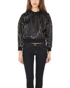 3.1 Phillip Lim Crackle Coated Crop Sweatshirt - Lyst