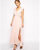Asos Exclusive Lace Back Wrap Front Maxi Dress - Lyst