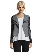 Vince Heather Grey Wool Blend Leather Detail Boucle Scuba Jacket - Lyst