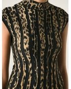 Roberto Cavalli Leopard Print Striped Dress - Lyst