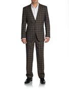 English Laundry Plaid Twobutton Wool Slimfit Suit - Lyst