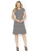Lauren by Ralph Lauren Plus Belted Striped Dress - Lyst