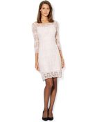 Lauren by Ralph Lauren Three-Quarter-Sleeve Boat-Neck Lace Dress - Lyst