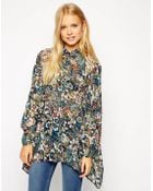Asos Oversize Seam Detail Kimono Blouse In Winter Paisley Print - Lyst