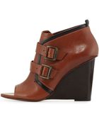 Derek Lam 10 Crosby Zale Leather Buckle Wedge Bootie - Lyst