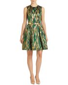 Michael Kors Belted Jacquard Dress - Lyst