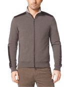 Michael Kors Leather-Trim Stretch-Cotton Jacket - Lyst