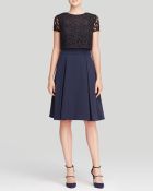 Adrianna Papell Dress - Short Sleeve Lace Pleated Skirt - Lyst