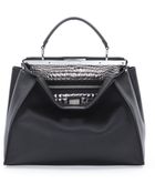 Fendi Peekaboo Large Croc-Stitched Satchel Bag - Lyst