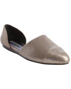 Steven By Steve Madden Pewter Metal Leather 'Saxon' Flats - Lyst