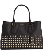 Calvin Klein Kate Saffiano Studded Tote - Lyst