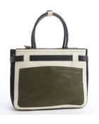Reed Krakoff Army Ivory and Black Leather Medium Boxer Bag - Lyst