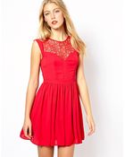 Oasis Lace Skater Dress - Lyst