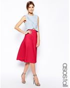 Asos Tall Exclusive Midi Skirt In Scuba - Lyst