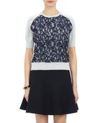 Carven Gingham & Lace Sweatshirt Sweater - Lyst