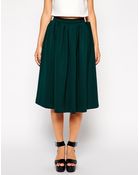 Asos Pleated Waist Midi Skirt - Lyst