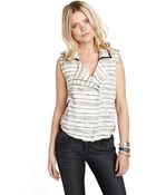 BCBGeneration Trimmed Stripe Moto Vest - Lyst