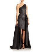 Ml Monique Lhuillier Metallic One-Shoulder Gown - Lyst