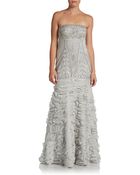 Sue Wong Strapless Beaded Trumpet Gown - Lyst
