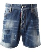 DSquared2 Washed Denim Shorts - Lyst