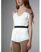 Patrizia Pepe Short Sleeve Flowing Fabric Top - Lyst