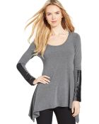 Karen Kane Faux-Leather-Panel Top - Lyst