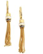 Rachel Zoe Gold And Lapis Tassel Hoop Earrings - Lyst