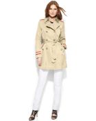 Vince Camuto Double-Breasted Contrast-Trim Trench Coat - Lyst