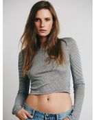 Intimately Womens Stripe Crewneck Crop - Lyst