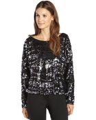 Rachel Zoe Black Woven Tear Drop Sequin 'Holly' Long Dolman Sleeve Top - Lyst