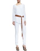 Donna Karan New York Leather Tie Belt with Grommets - Lyst